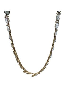 Elegant Chunky Crystal Necklace Rhinestone Design Black Cord Fashion Jewelry